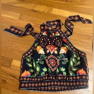Sz L SHEIN boho crop halter top